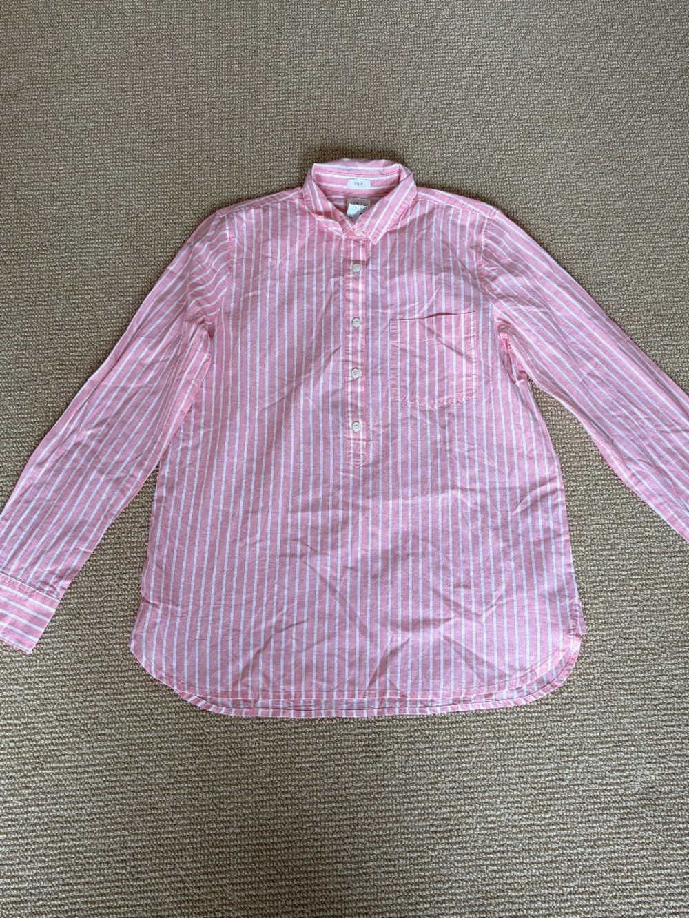 Women's J. Crew Pink Stripe Button Up Shirt, Size Small NWT